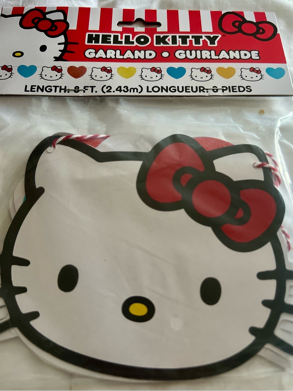 Hello Kitty Pink & Red Bow Paper Garland - Party Decoration